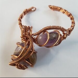 Amethyst x Copper Wrapped Custom Cuff & Pendant set